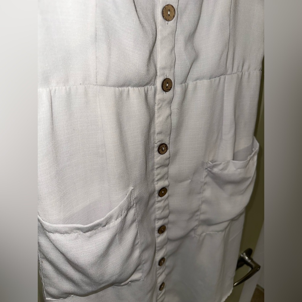 NAIF White Button-Front Mini Dress L - Picture 2 of 10